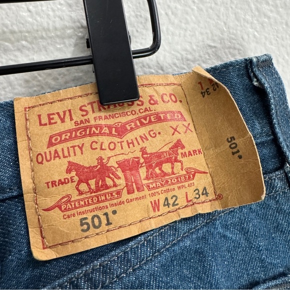 Levis 501 Vintage Denim Jeans Size 42X34 - Picture 6 of 11